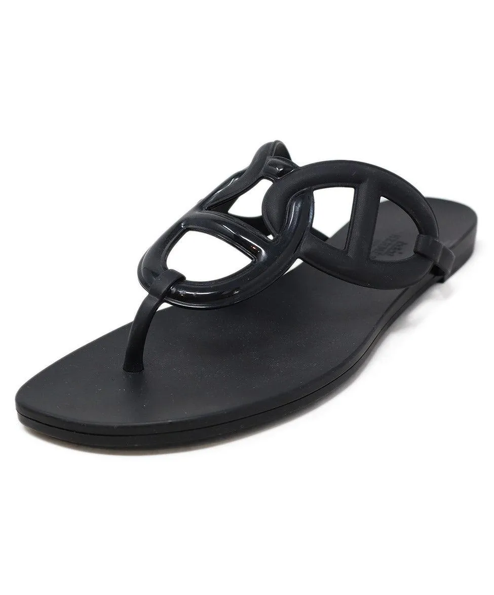 Hermes Black Rubber Sandals sz 10