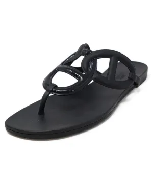Hermes Black Rubber Sandals sz 10
