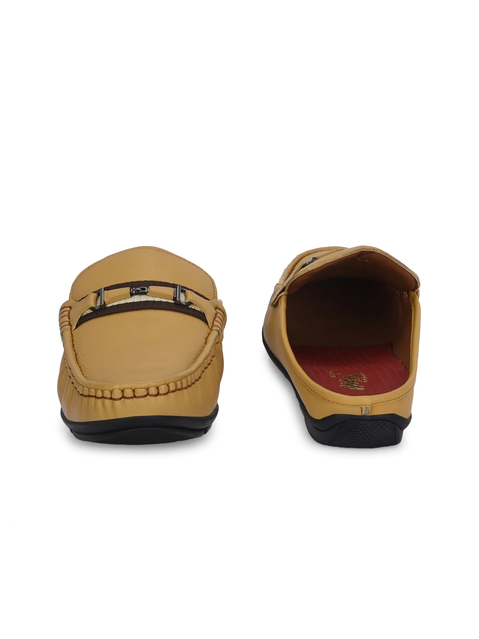 Hitz Men's Yellow Leather Casual Loafers