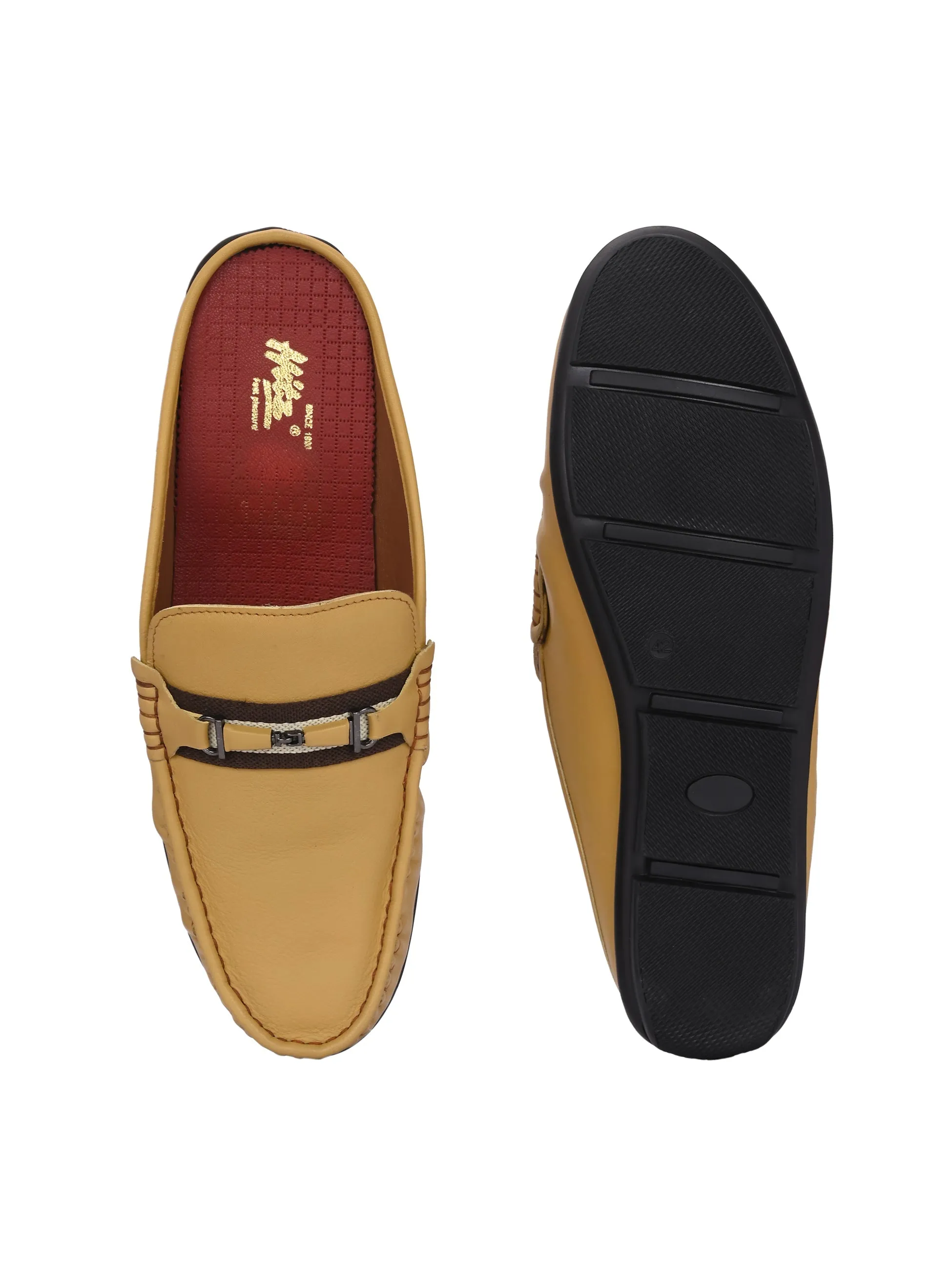 Hitz Men's Yellow Leather Casual Loafers