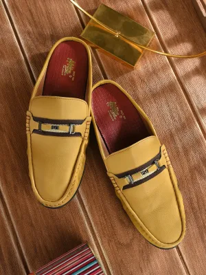 Hitz Men's Yellow Leather Casual Loafers