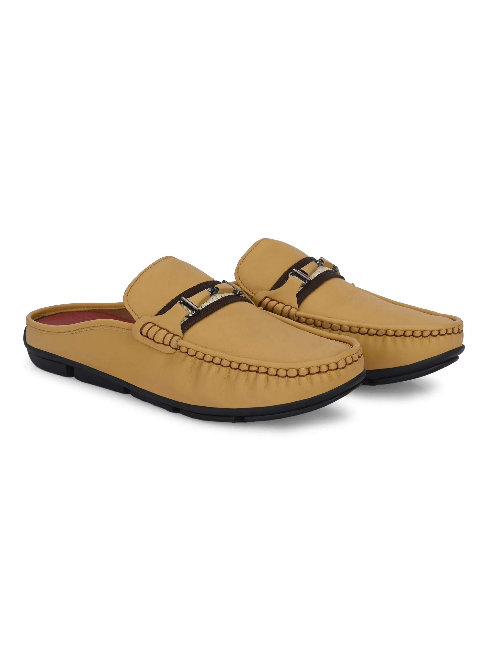 Hitz Men's Yellow Leather Casual Loafers