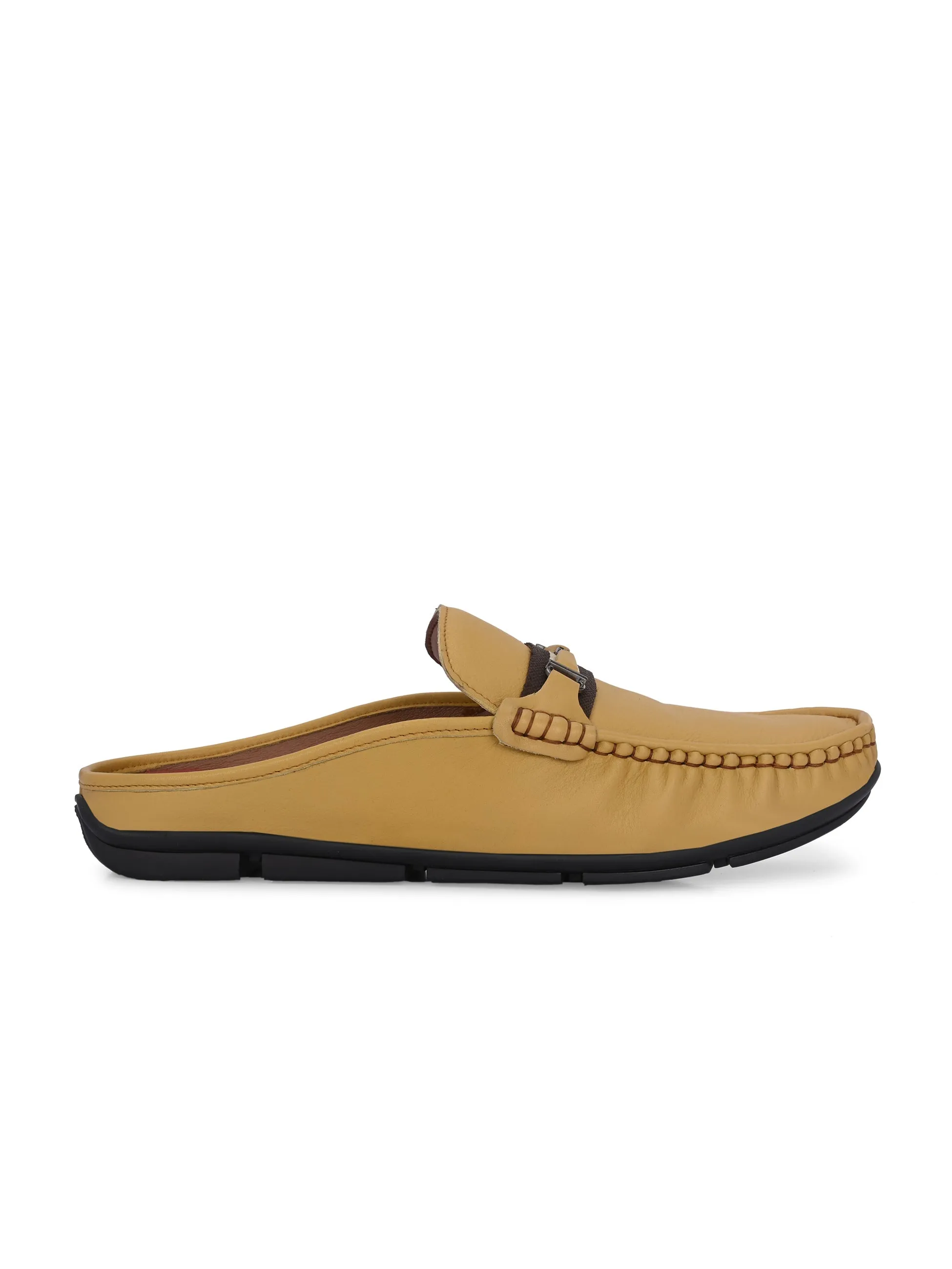 Hitz Men's Yellow Leather Casual Loafers