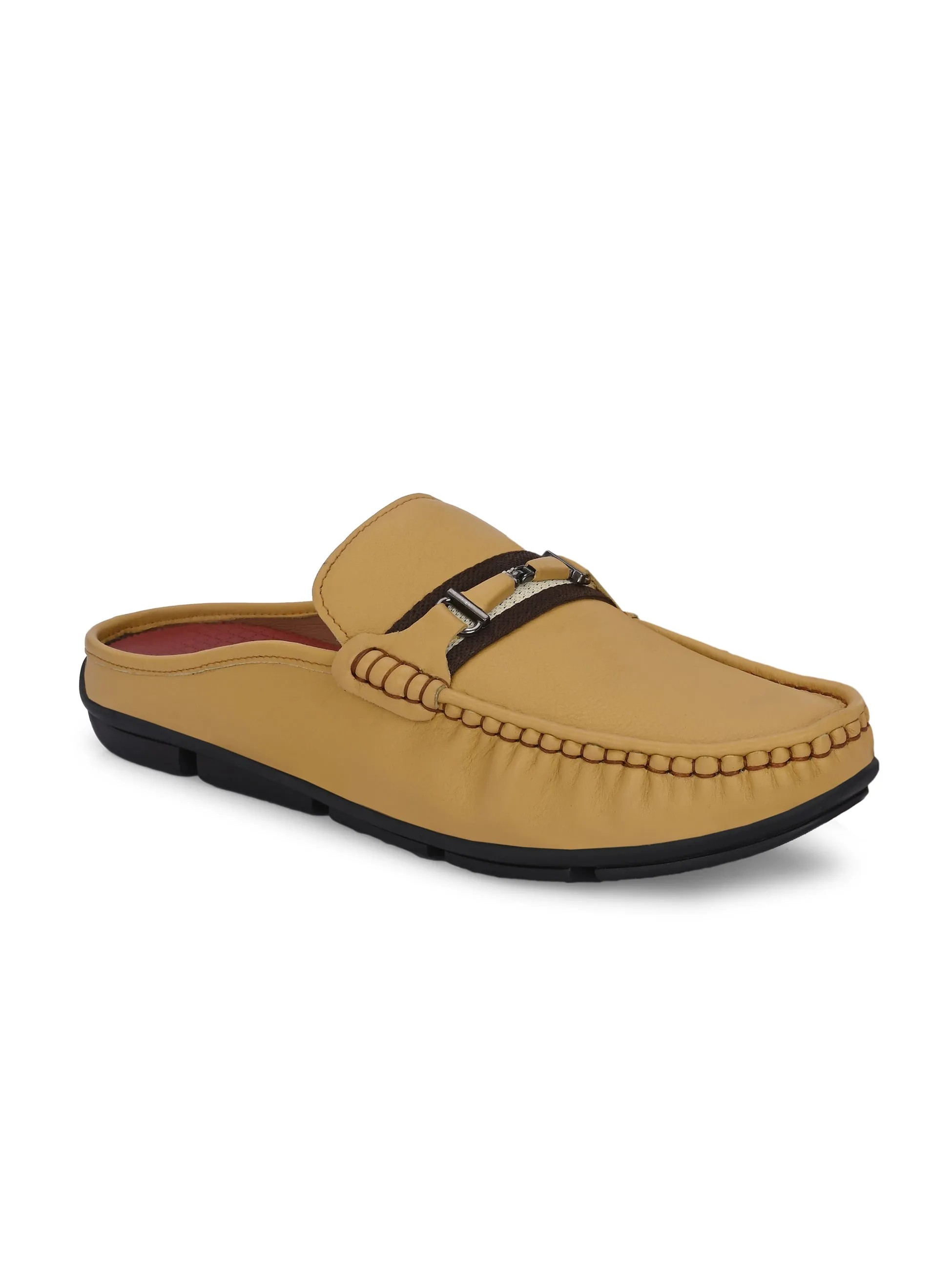 Hitz Men's Yellow Leather Casual Loafers