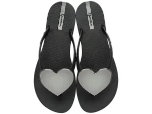 Ipanema Sandal - Black / Silver Wave Heart