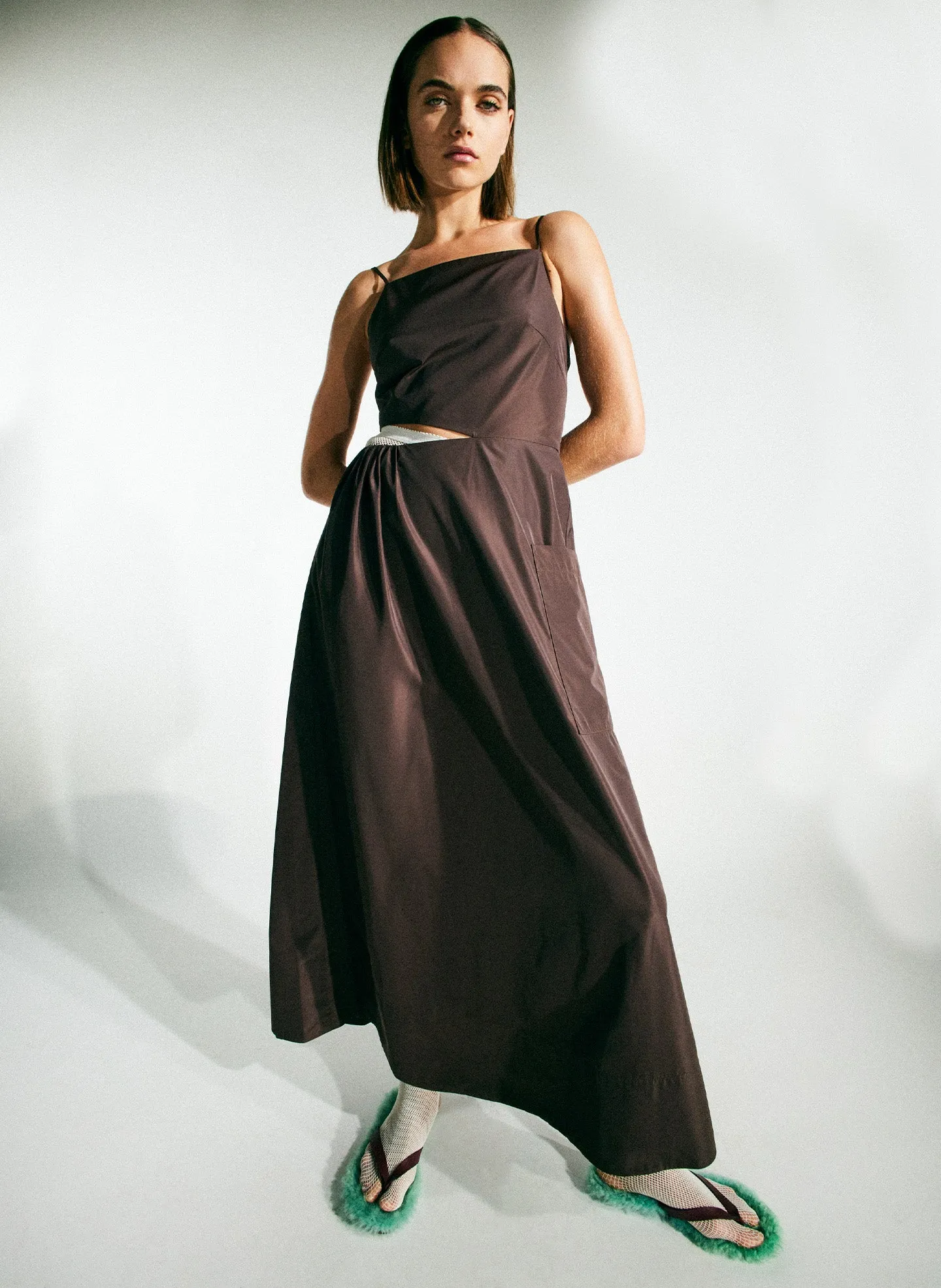 Italian Sporty Nylon Strappy Cut Out Dress