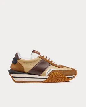 James Suede & Technical Fabric Buff Brown Low Top Sneakers