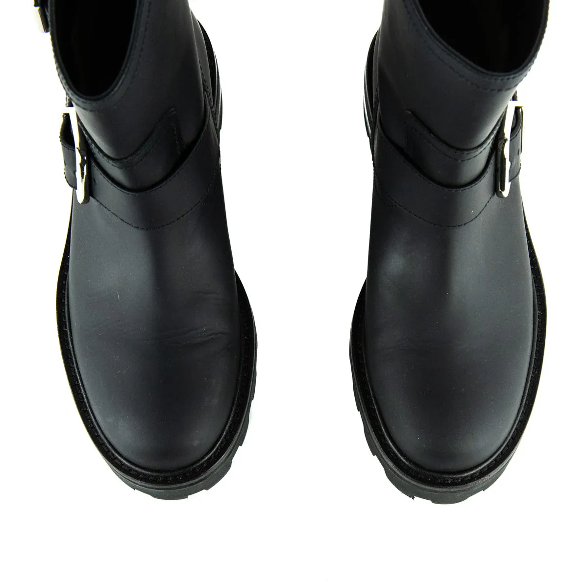 Jimmy Choo Black Matte Rubberised Leather Youth II Boots Size US 6.5 | EU 36.5