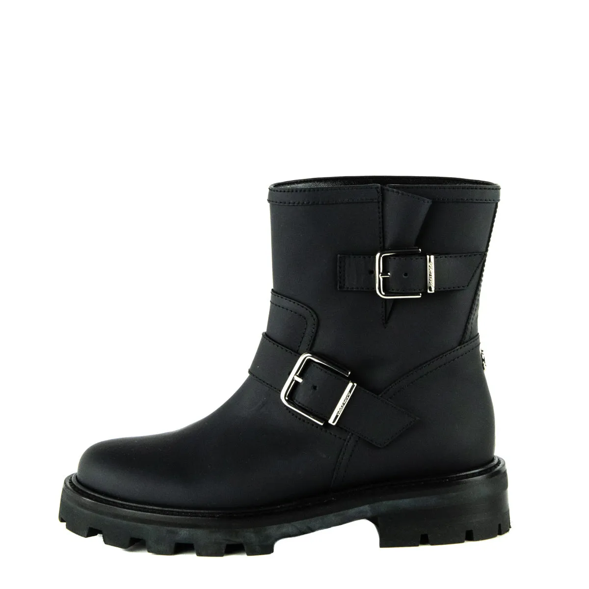 Jimmy Choo Black Matte Rubberised Leather Youth II Boots Size US 6.5 | EU 36.5