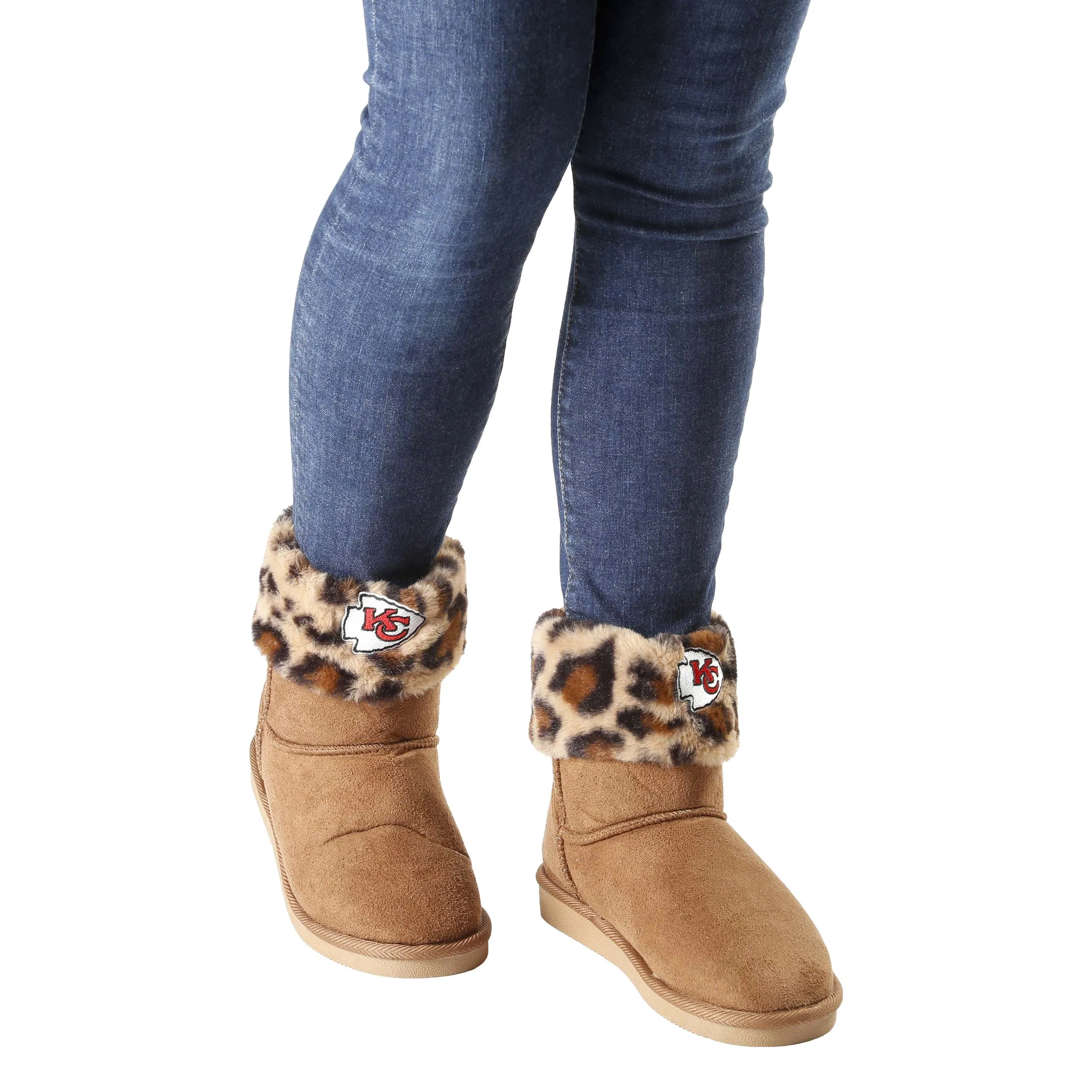 Kansas City Chiefs NFL Womens Cheetah Fur Boots