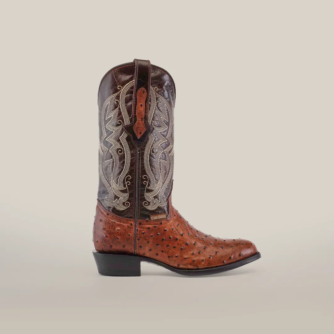 Karoo Ostrich Print Chocolate - Round Toe