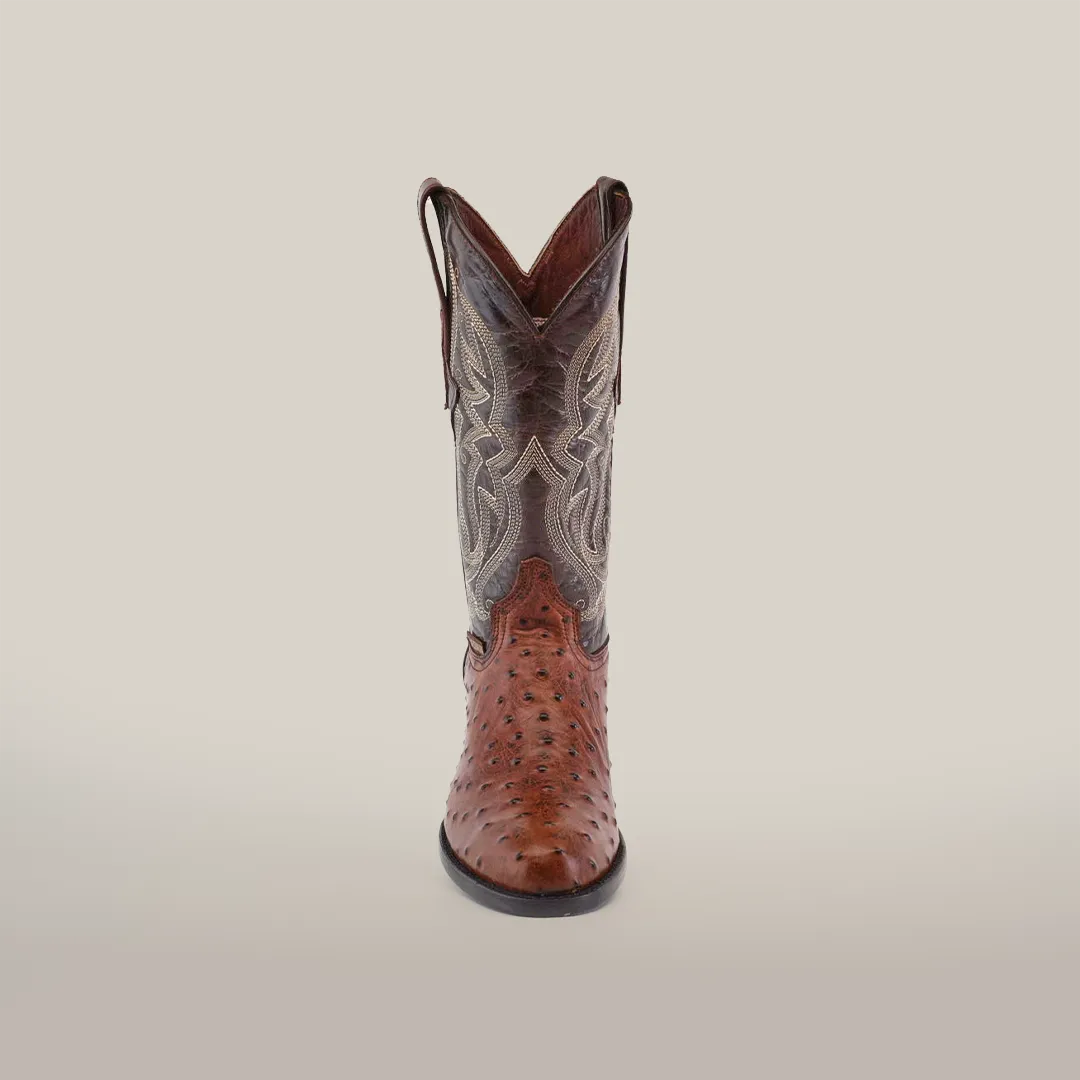 Karoo Ostrich Print Chocolate - Round Toe