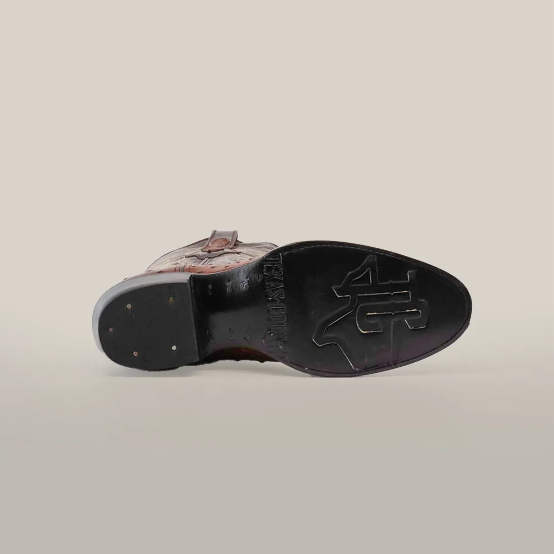 Karoo Ostrich Print Chocolate - Round Toe