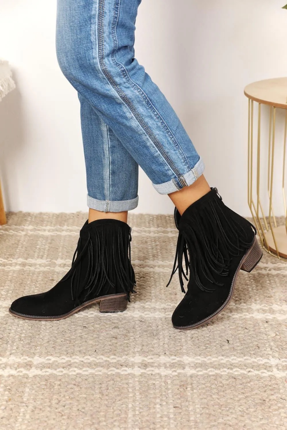 Legend Women's Fringe Black Ankle Cowboy Boots