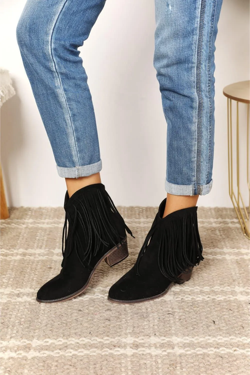 Legend Women's Fringe Black Ankle Cowboy Boots