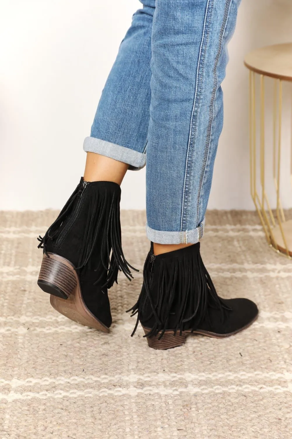 Legend Women's Fringe Black Ankle Cowboy Boots