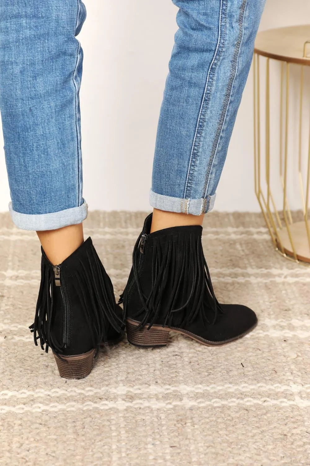 Legend Women's Fringe Black Ankle Cowboy Boots