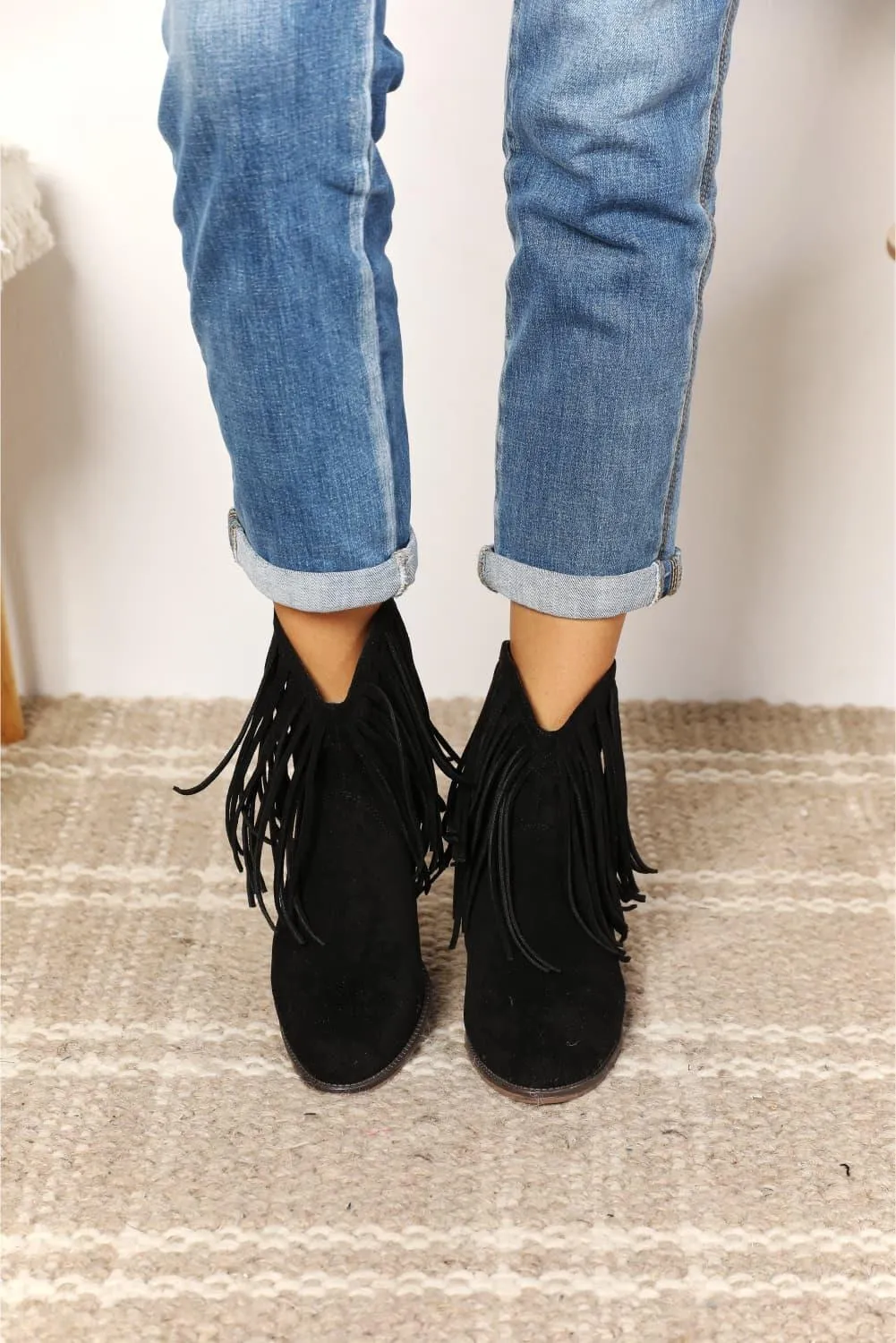 Legend Women's Fringe Black Ankle Cowboy Boots