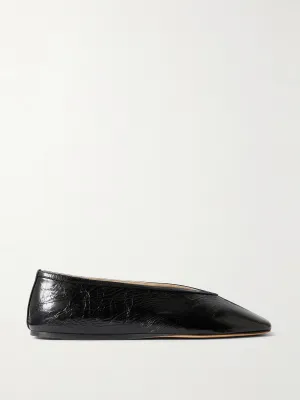 Luna crinkled-leather ballet flats