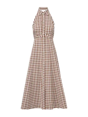 Mackey gingham seersucker halter dress