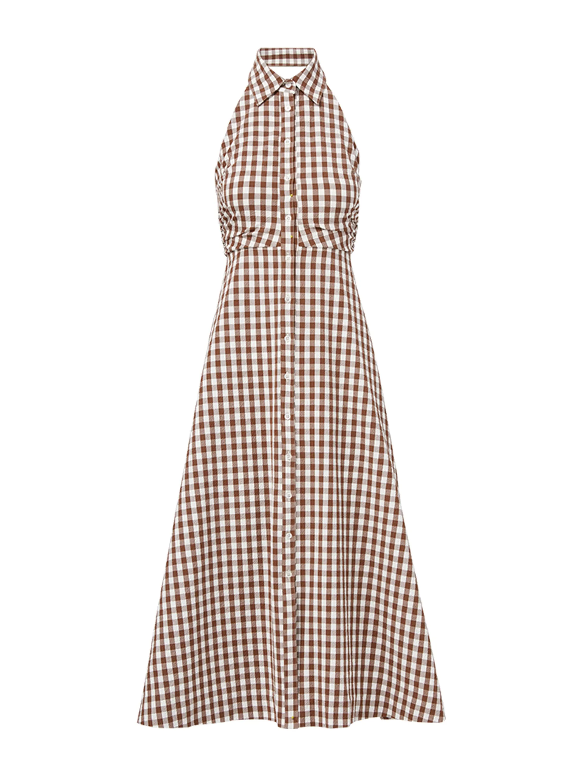 Mackey gingham seersucker halter dress
