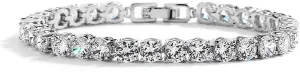 Mariell Silver Platinum 6 1/2" Petite Size CZ Crystal Bridal Tennis Bracelet, Perfect for Smaller Wrist