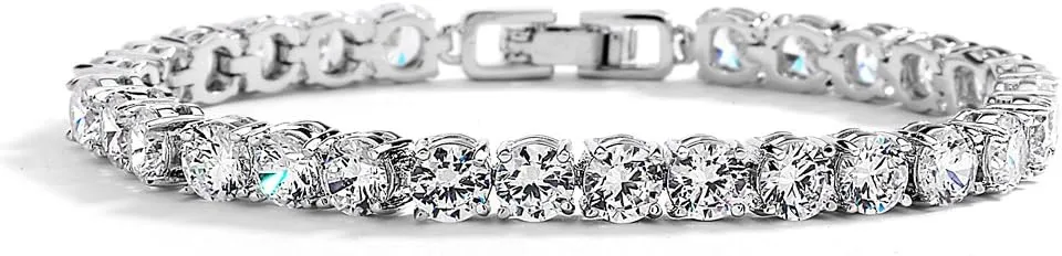 Mariell Silver Platinum 6 1/2" Petite Size CZ Crystal Bridal Tennis Bracelet, Perfect for Smaller Wrist