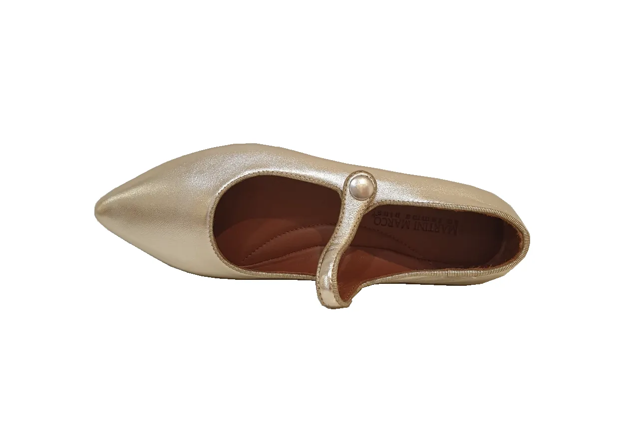 Martini Marco WX01-4-A Gold Metallic Kid Platino Pointy Toe Flats