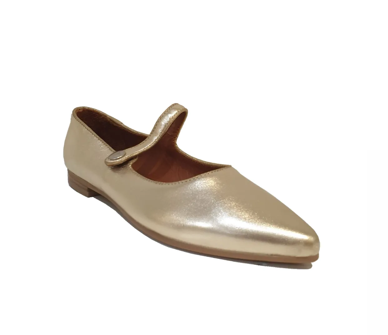 Martini Marco WX01-4-A Gold Metallic Kid Platino Pointy Toe Flats