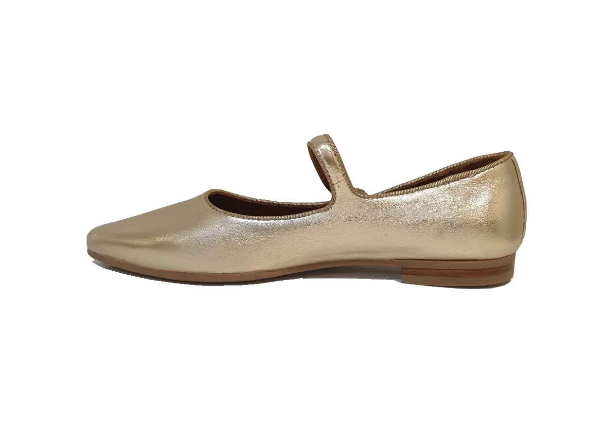 Martini Marco WX01-4-A Gold Metallic Kid Platino Pointy Toe Flats