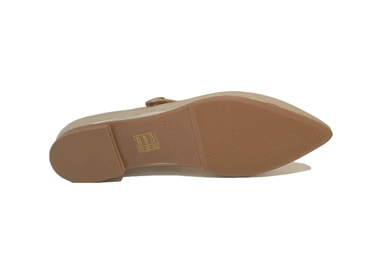 Martini Marco WX01-4-A Gold Metallic Kid Platino Pointy Toe Flats