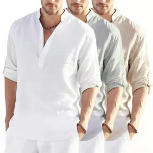 Men's Casual Loose Linen Long Sleeve Shirt