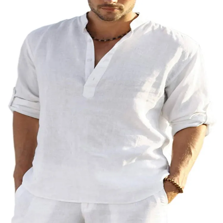 Men's Casual Loose Linen Long Sleeve Shirt