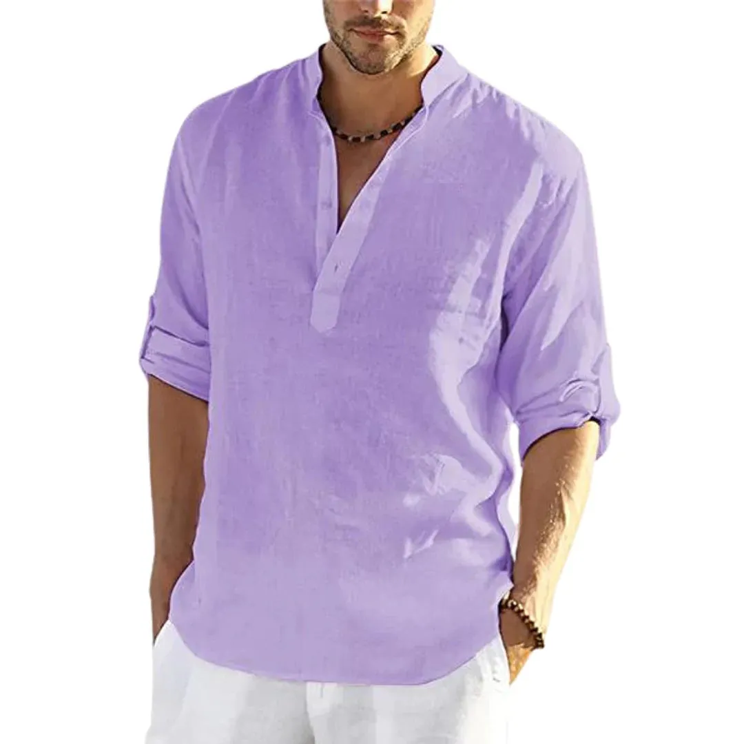 Men's Casual Loose Linen Long Sleeve Shirt