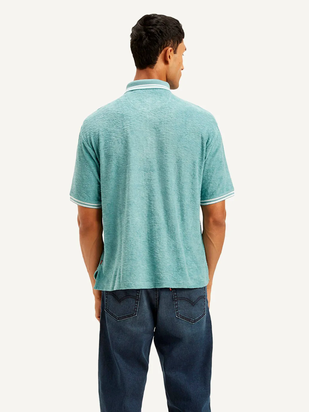 Men's Knitted Teal Polo T-shirt