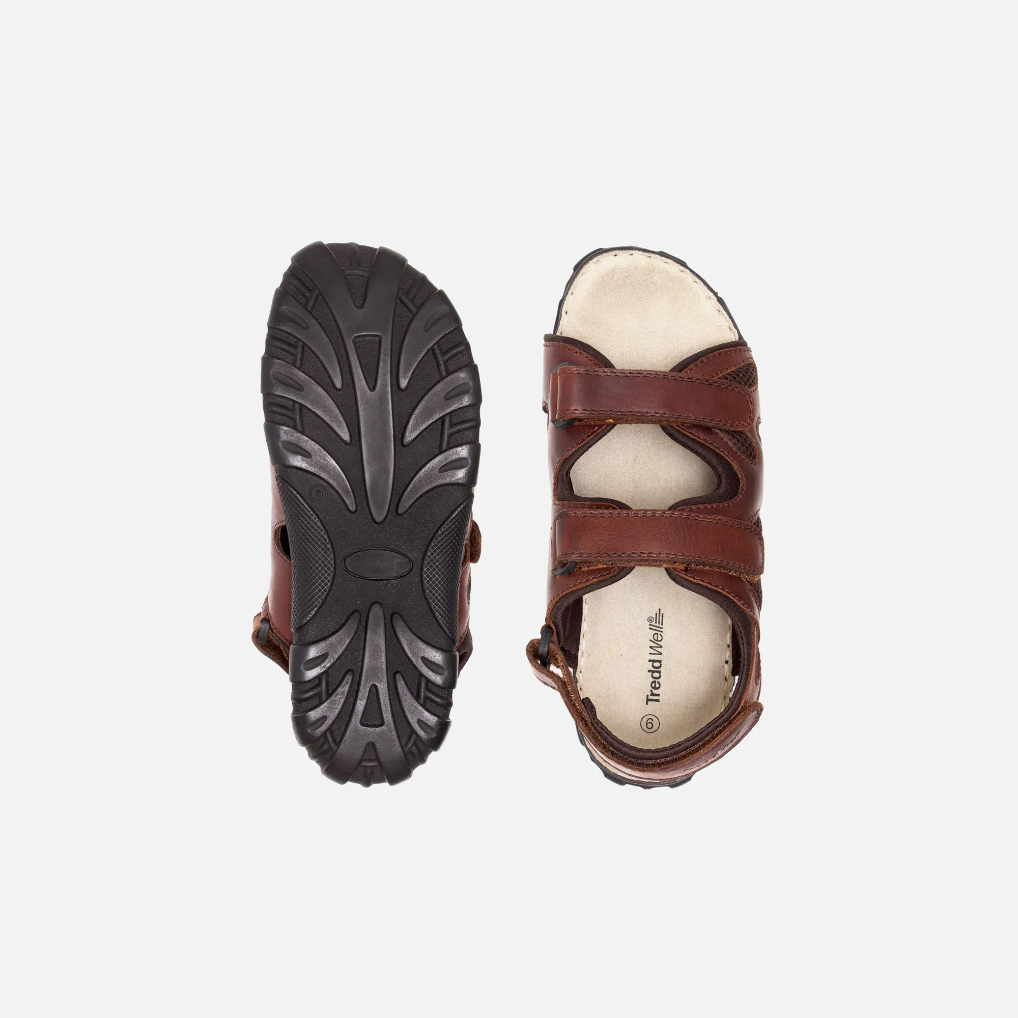 Mens Wide Fit Sandals Ashley Sandals by Tredd Well - Brown