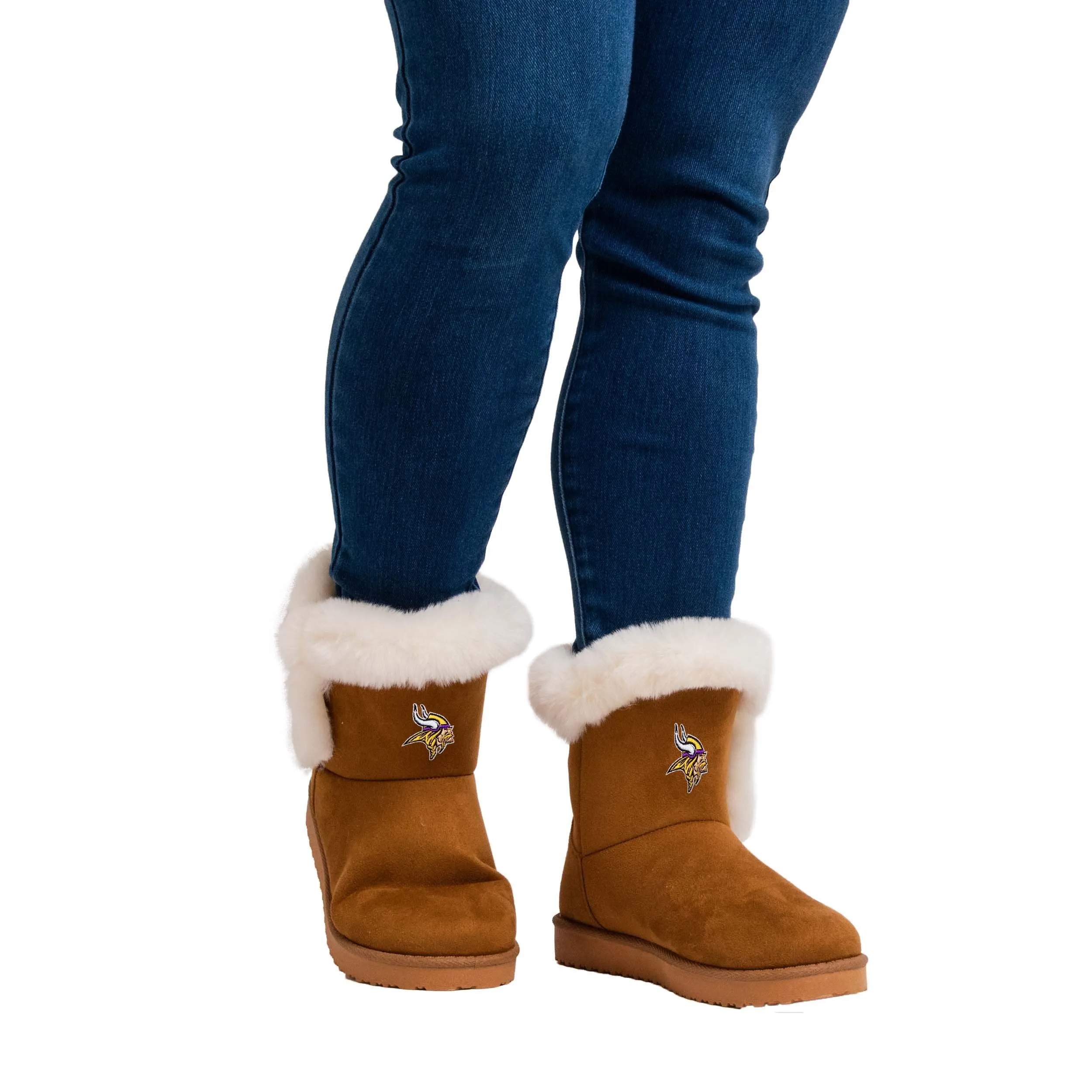 Minnesota Vikings NFL Womens White Fur Boots