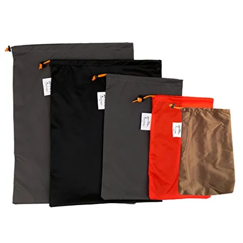 MonkeyJack 5 Pieces/ Set Drawstring Camping Travel Stuff Sack Reusable Durable Luggage Clothes