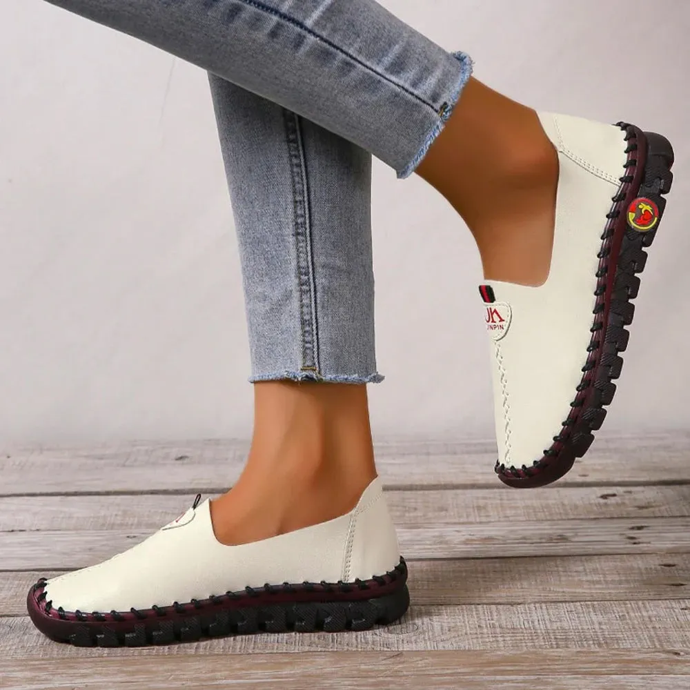 Nanccy Hollowed Leather Wide Fit Driving Loafers Slip On