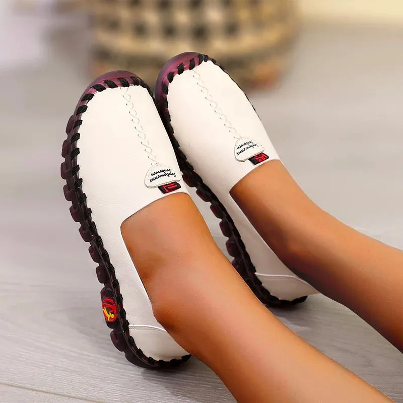 Nanccy Hollowed Leather Wide Fit Driving Loafers Slip On