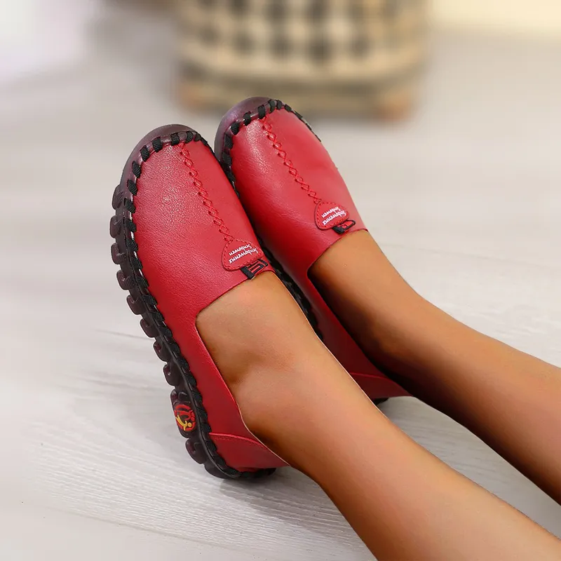 Nanccy Hollowed Leather Wide Fit Driving Loafers Slip On