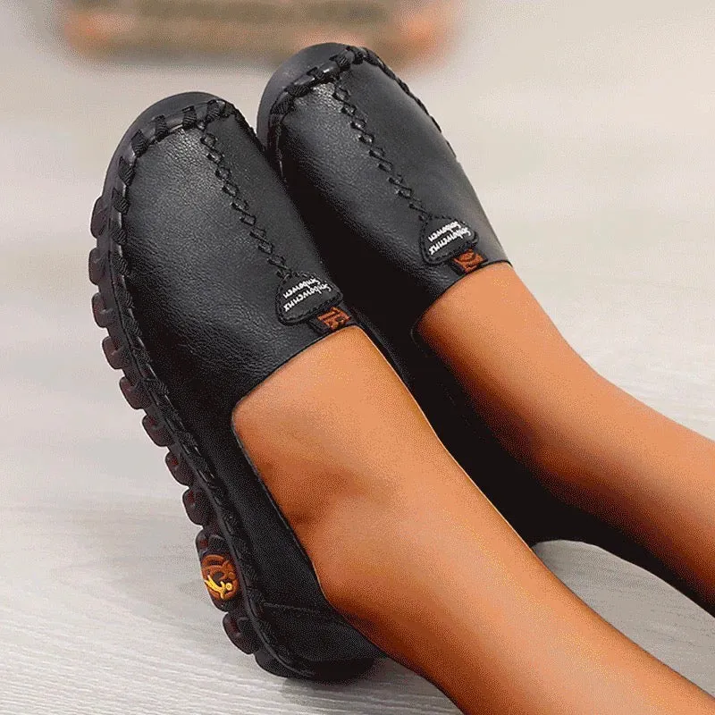 Nanccy Hollowed Leather Wide Fit Driving Loafers Slip On