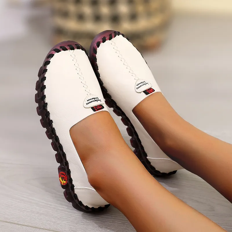 Nanccy Hollowed Leather Wide Fit Driving Loafers Slip On