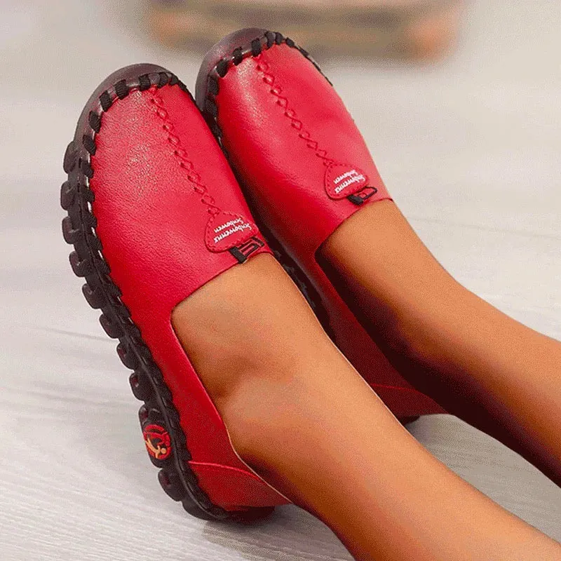 Nanccy Hollowed Leather Wide Fit Driving Loafers Slip On