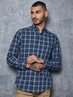 NAVY WHITE MELANGE CHECK - L/S