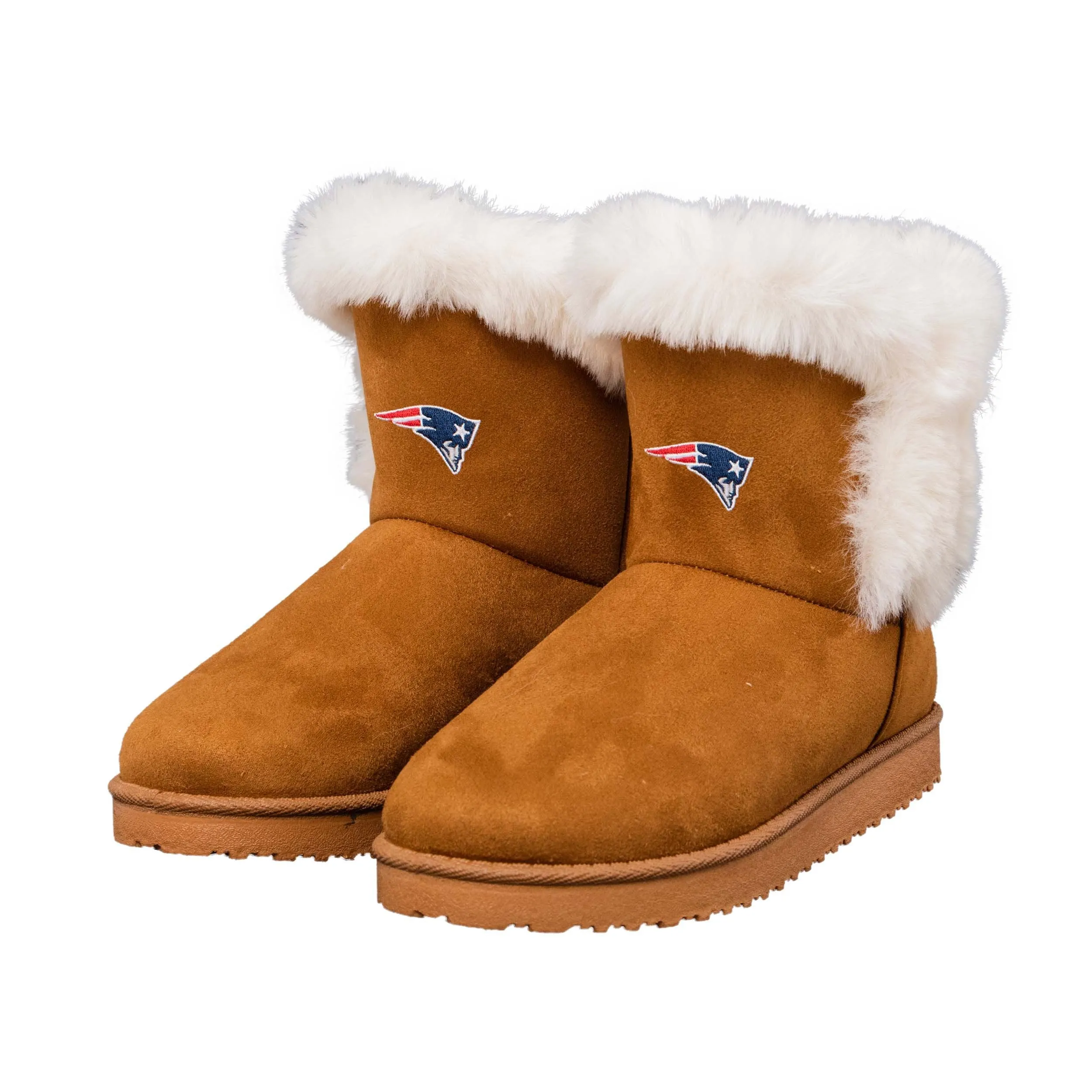 New England Patriots NFL Womens White Fur Boots