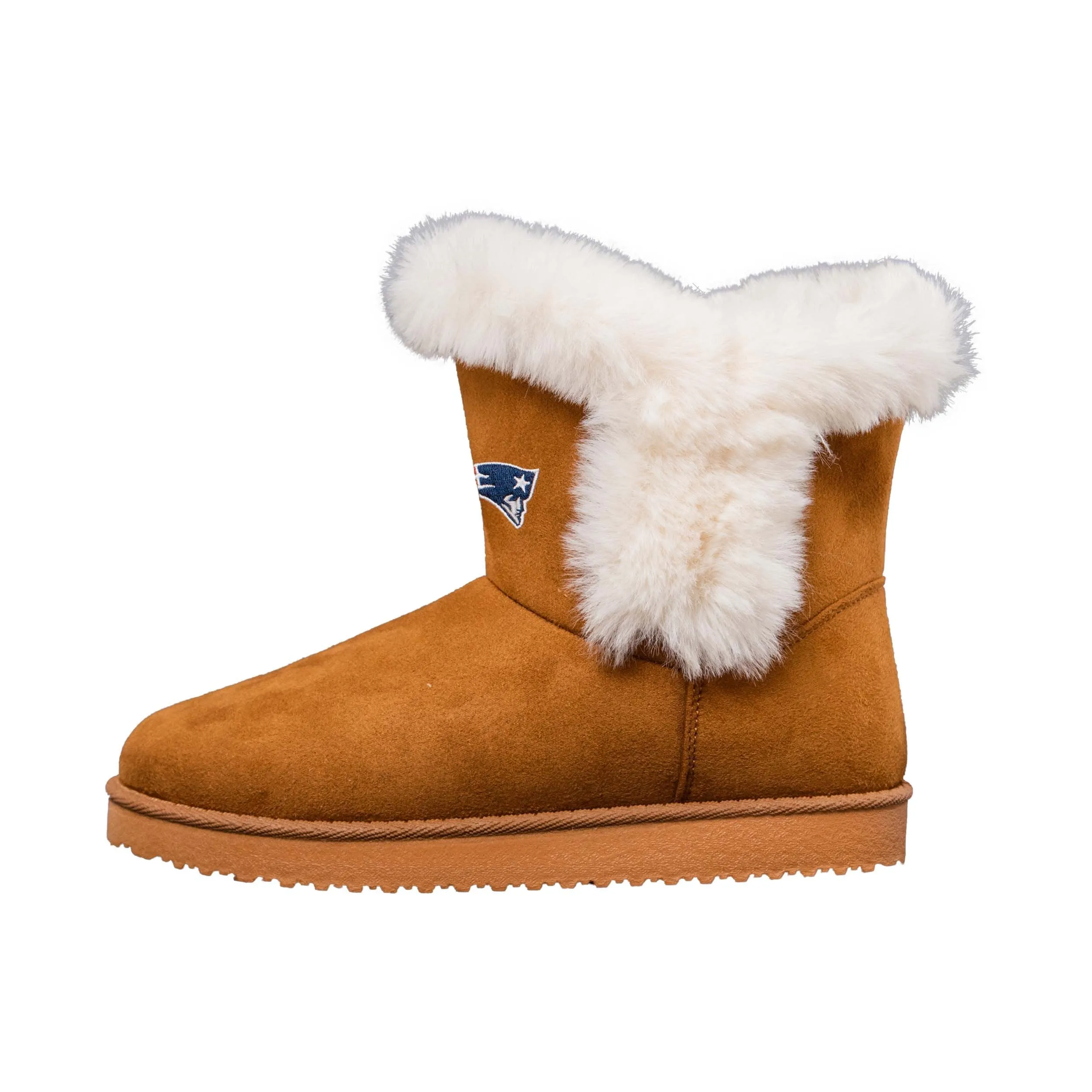 New England Patriots NFL Womens White Fur Boots