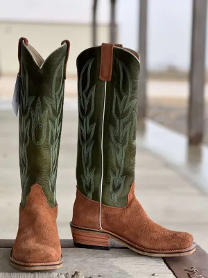 Olathe Boot Co. | Brown Mule Roughout/Jade Navajo Boot CLOSEOUT SIZES