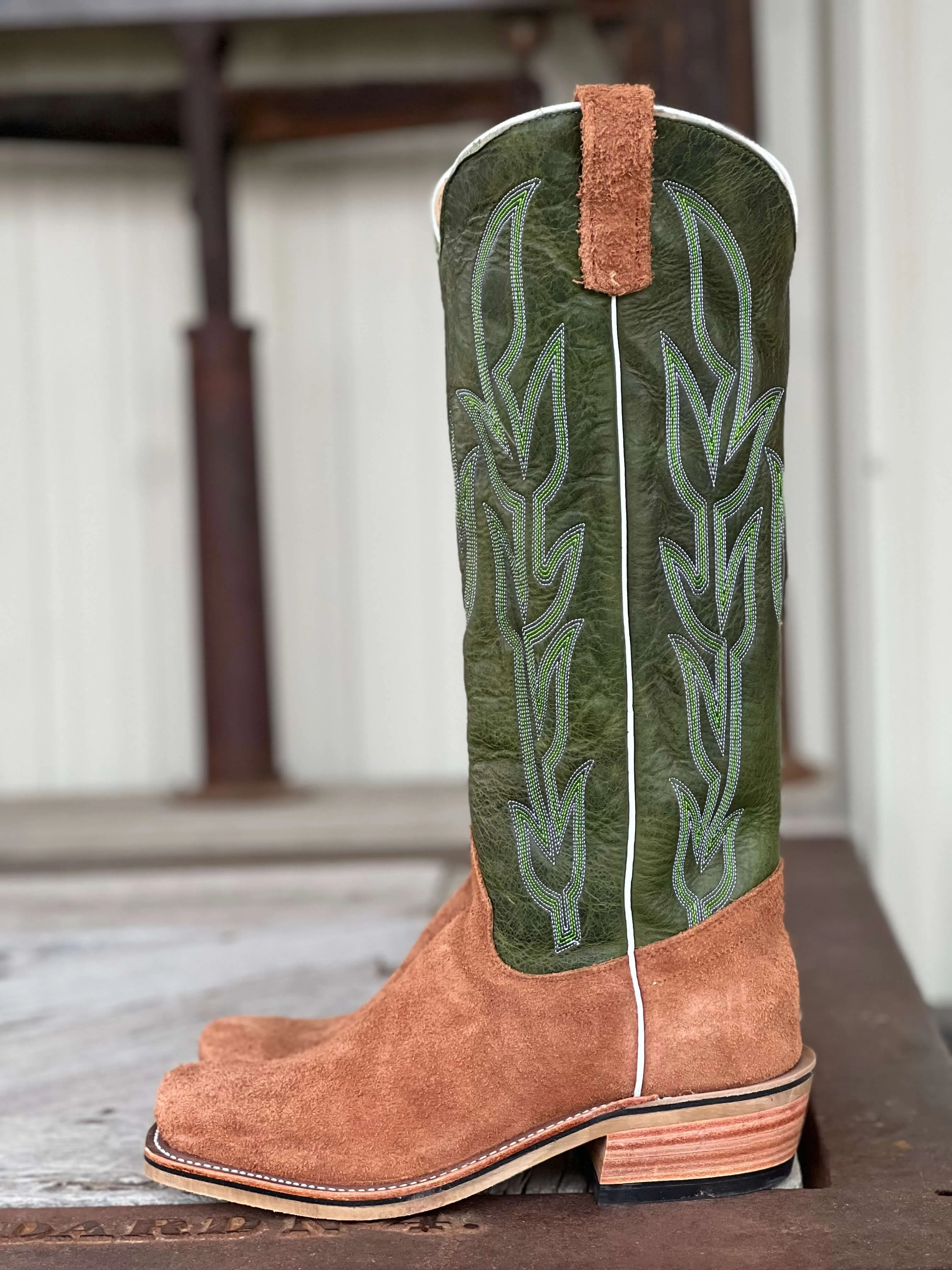 Olathe Boot Co. | Brown Mule Roughout/Jade Navajo Boot CLOSEOUT SIZES