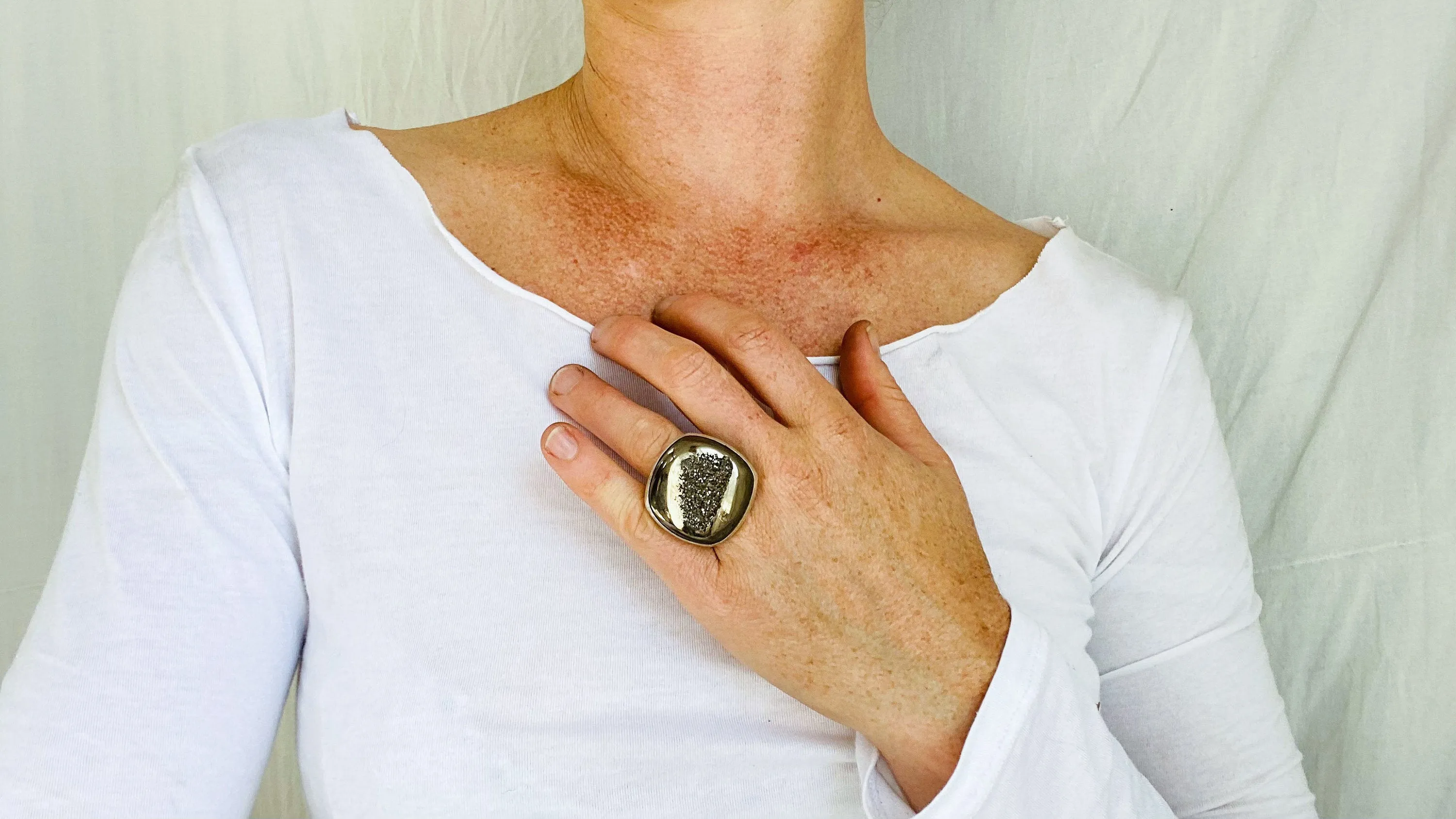 Pyrite Druzy Ring. Size 7.5